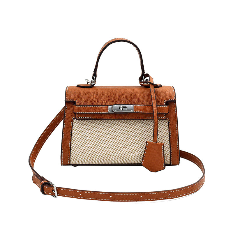 Women's High-grade Retro Portable Kelly Linen Stitching Bags