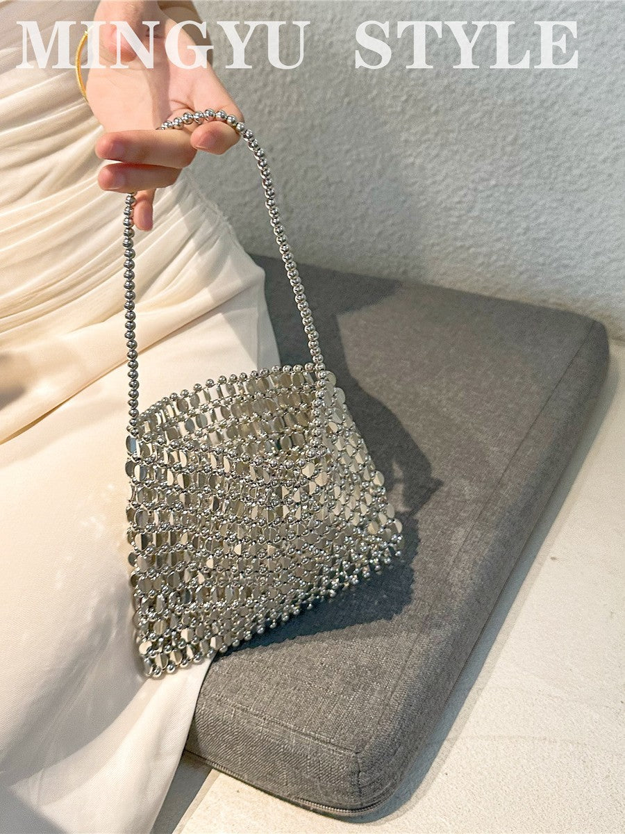 Sequined Metallic Niche Woven Fashion Light Women's Handbag