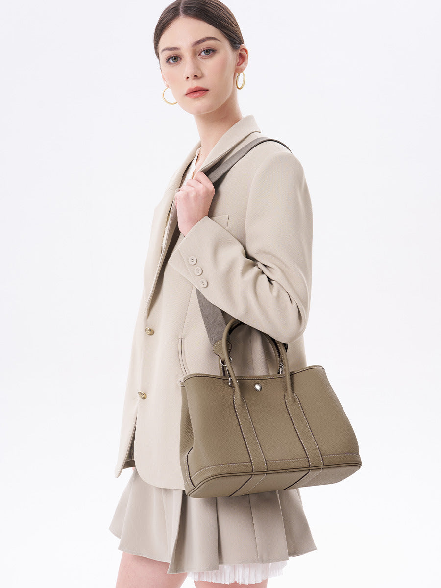Women's First Layer Cowhide Garden Large Capacity Hand Carrying Leather Advanced Shoulder Bags