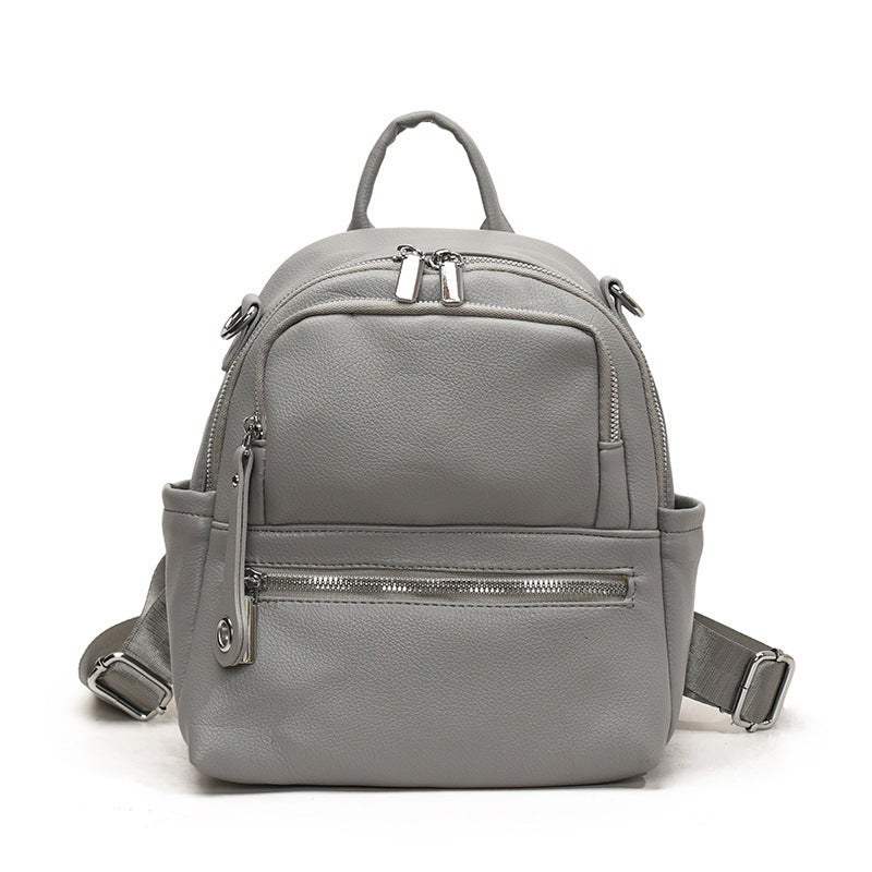 Women's Solid Color Soft Leather High-grade Fashion Trendy Lightweight Women's Backpack