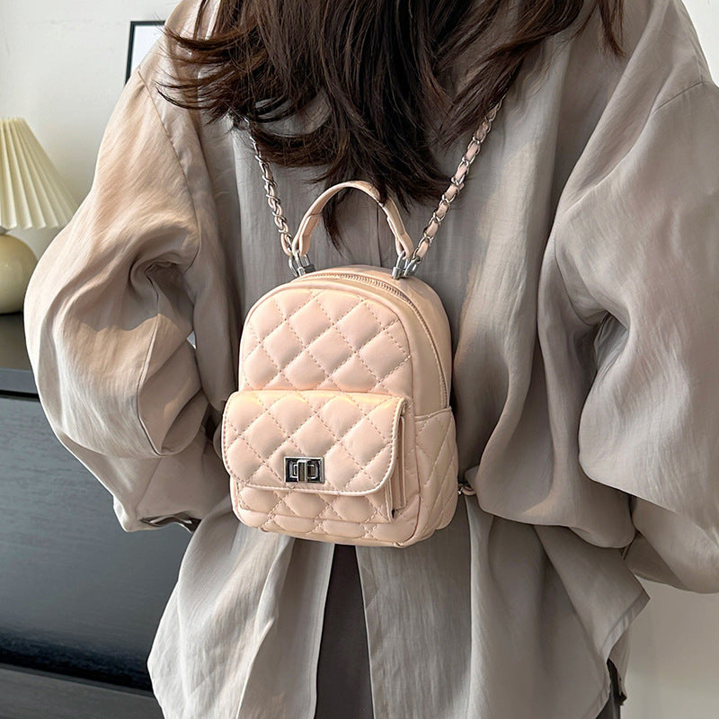 Women's Class Commuter Korean Rhombus Chain Portable Women's Backpack