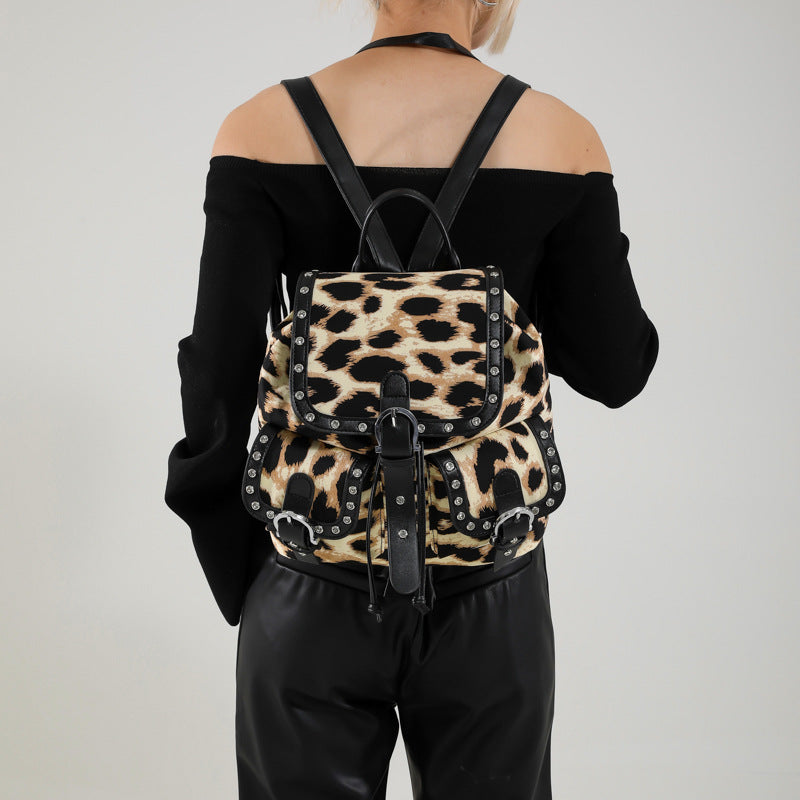 Retro Personalized Leopard Print Trendy Fashion Women's Backpack
