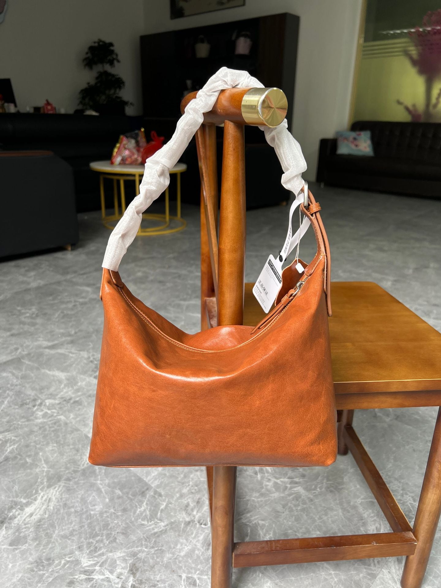 Tanning Leather Closed Hand-made Classic Dumpling Commute Bags