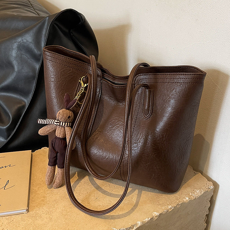 Women's Large Capacity Simple Retro Texture Class Women's Shoulder Bag