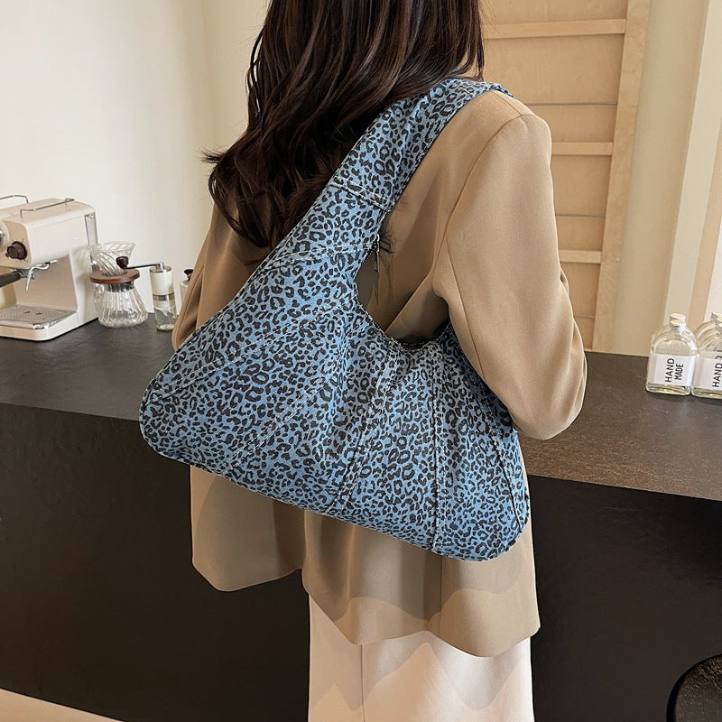 Women's Large Capacity Denim Commuter Underarm Portable Tote Bags