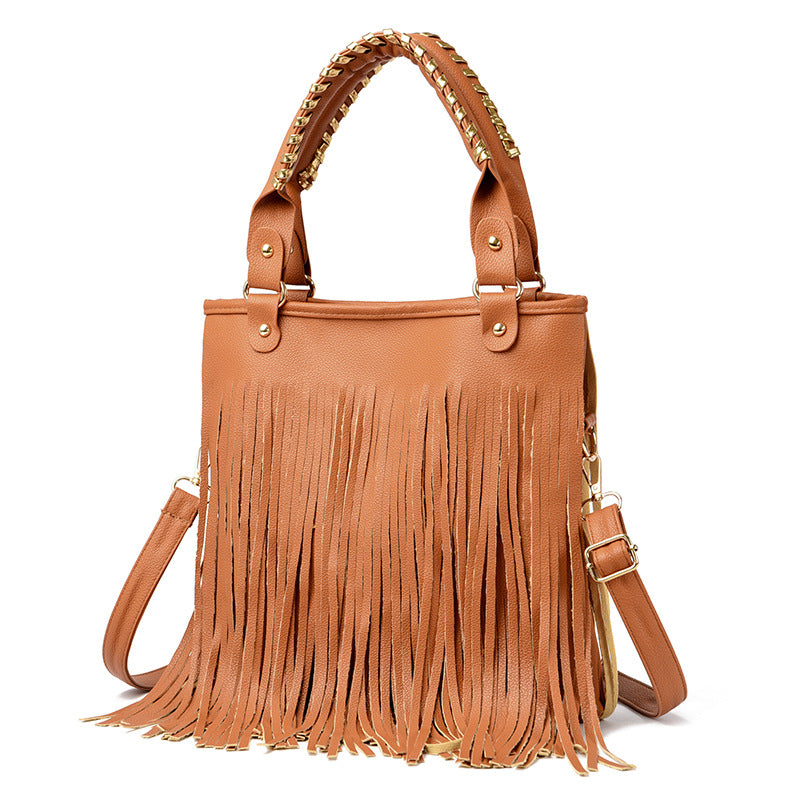 Women's Fashion Trendy Grace Big Ding Tassel Large Capacity Handbags