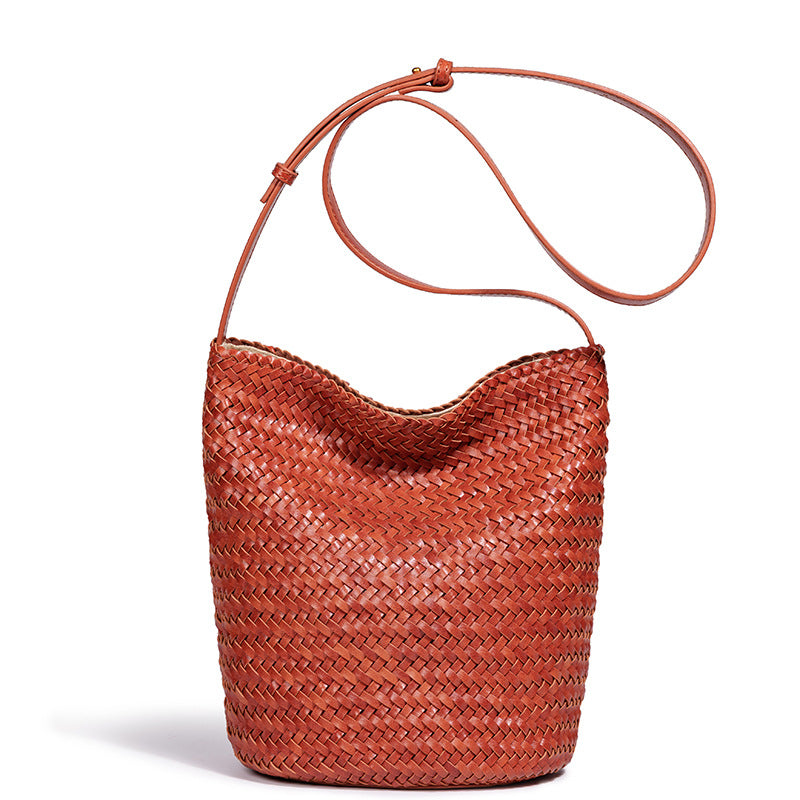 Classy Women's Retro Woven Handmade Leisure Bucket Bags