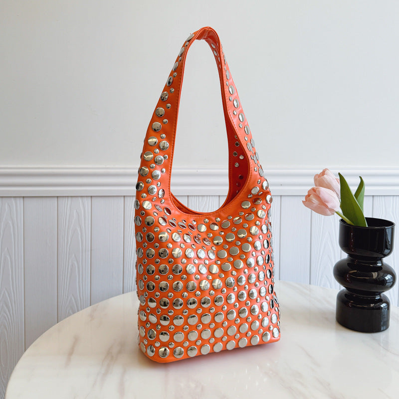 About Posture Leisure Cool Personality Dot Rivet Women's Shoulder Bag