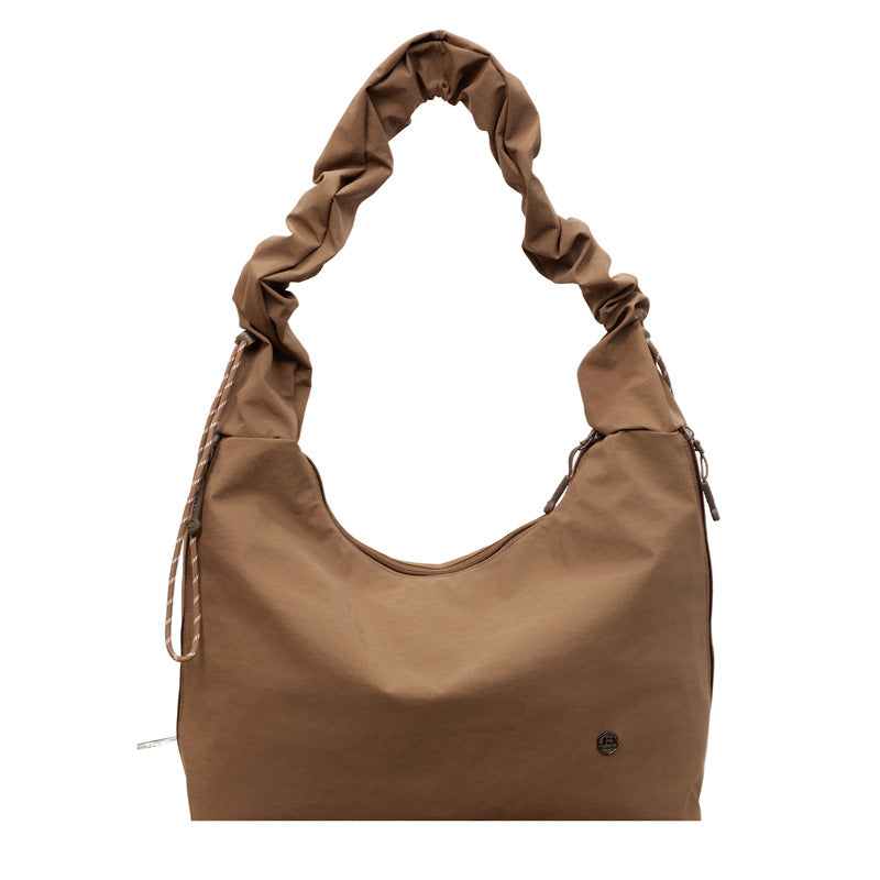 Women's Drawstring Design Solid Color Simple Large Capacity Women's Shoulder Bag
