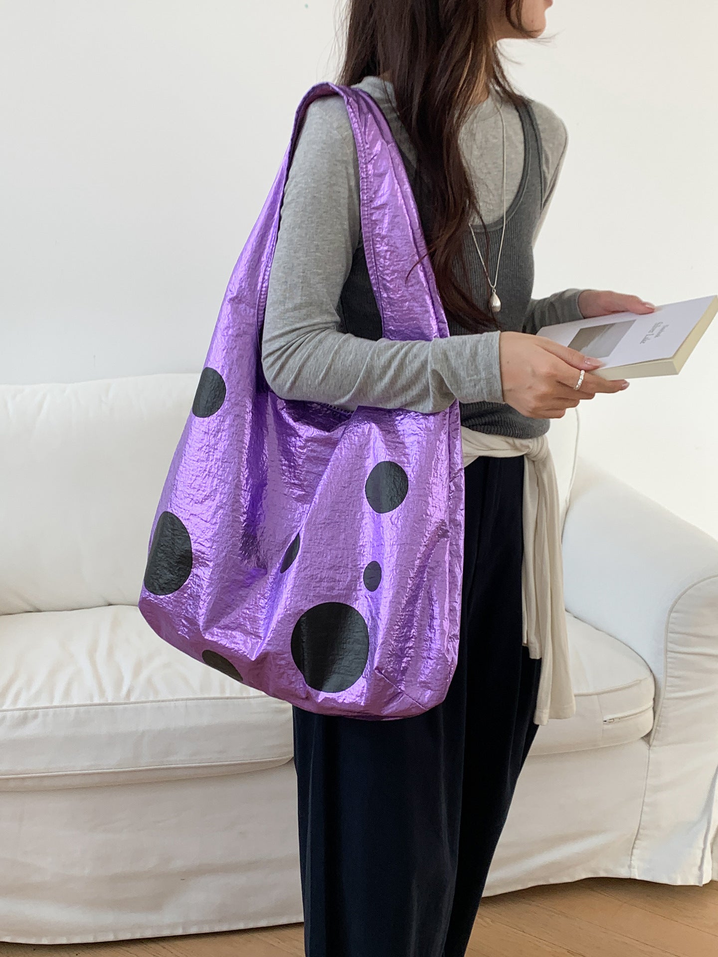 Women's Niche Polka Dot Large Capacity Lightweight Tote Bags