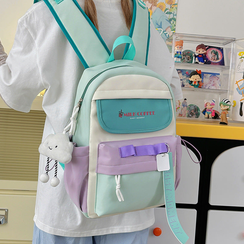 Good-looking Large Capacity Junior High Class Dopamine Style Simple Leisure Backpack