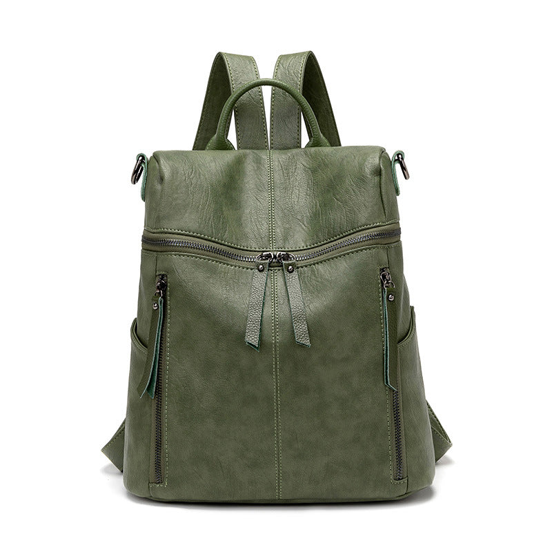 Women's Leather Lightweight Korean Large Capacity Leisure Women's Backpack