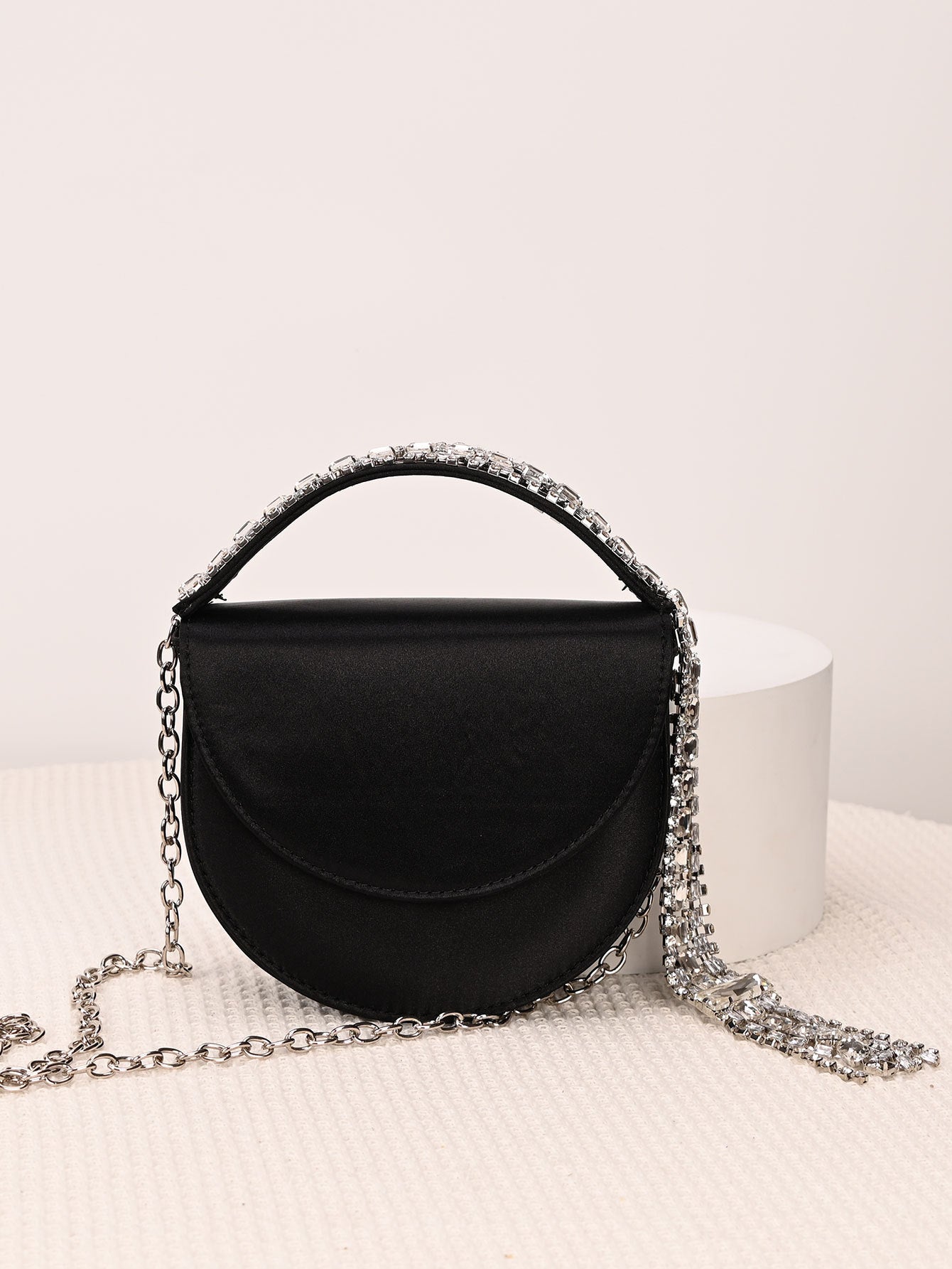 French Style Fairy Shiny Tassel Saddle Women's Shoulder Bag