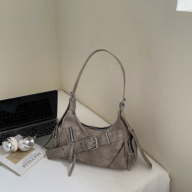 Women's Niche Retro Easy Matching Motorcycle Underarm Women's Shoulder Bag