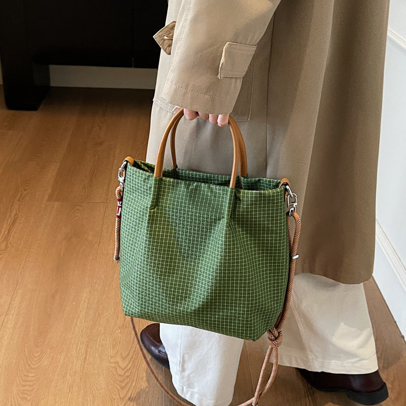 Women's Climbing Rope Elegant Plaid Nylon Canvas Women's Handbag