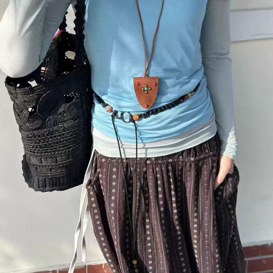 Women's Island Cotton Hollow Large Capacity Leisure Seaside Vacation Style Women's Shoulder Bag