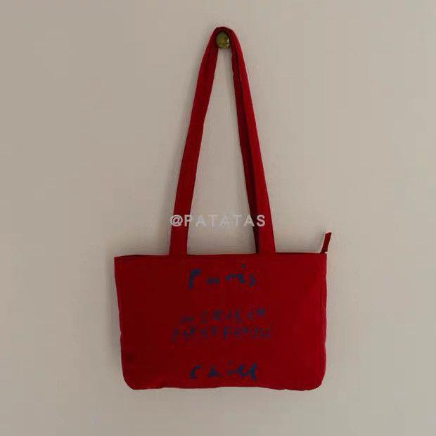 Women's Retro Washed Cotton Canvas Puff Lazy Simple Zipper Bags