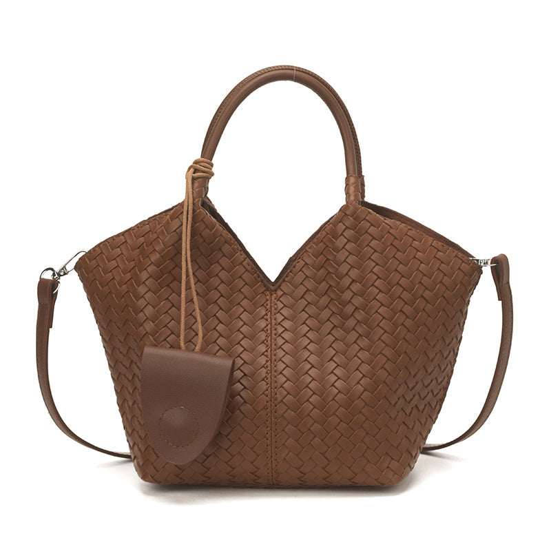 Women's Niche Texture Large Capacity Simple Woven Vegetable Tote Bag