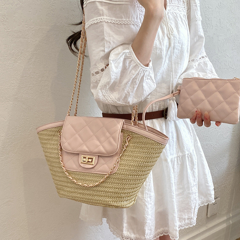 Popular Rhombus Chain Female Summer Seaside Vacation Classic Style Bags
