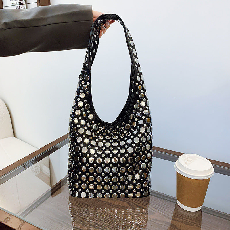About Posture Leisure Cool Personality Dot Rivet Women's Shoulder Bag