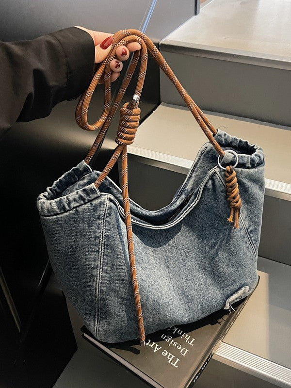 Women's Large Capacity Leisure Washed-out Denim Trendy Bags