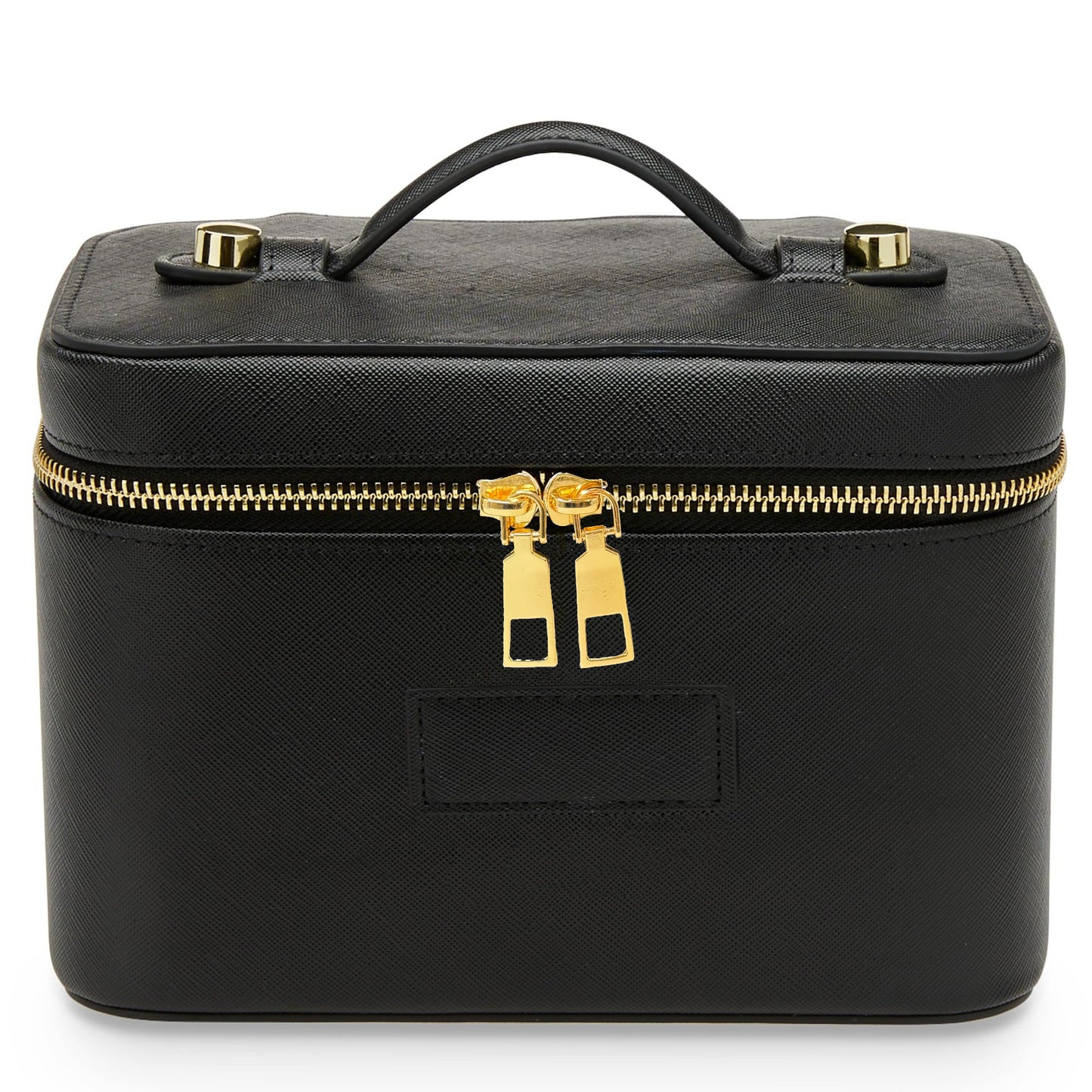 Cross Pattern Leather Golden Hardware Portable Beauty Storage Skin Makeup Bag