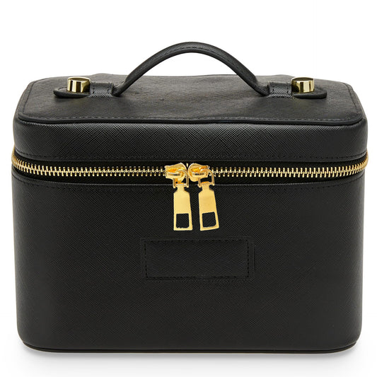 Cross Pattern Leather Golden Hardware Portable Beauty Storage Skin Makeup Bag