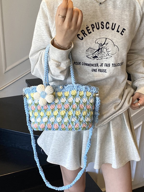 Tulip Wool Crocheted Woven Flower Sunflower Women's Messenger Bag