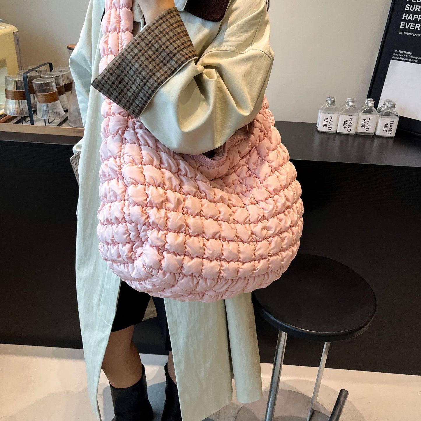 Korean Pleated Cloud Bubble Large Capacity Tote Bag