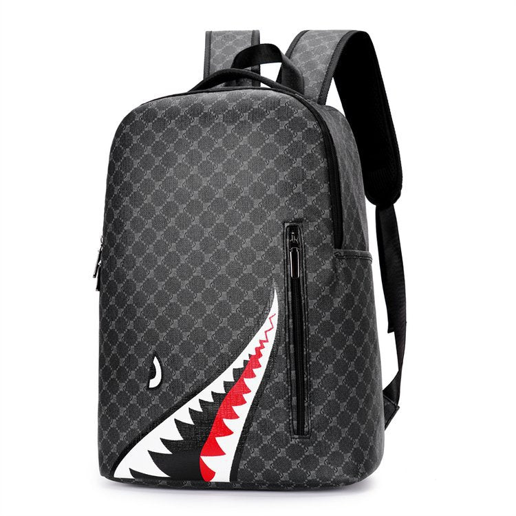 Men's Shark Print Business Large Capacity Campus Bags