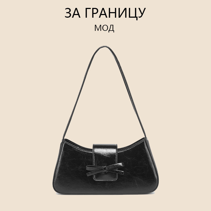 Women's Baguette Versatile Fashion Leather Niche Bow Bags