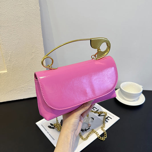 Women's Personalized Paper Clip Fashionable Korean Style Chain Portable Bags