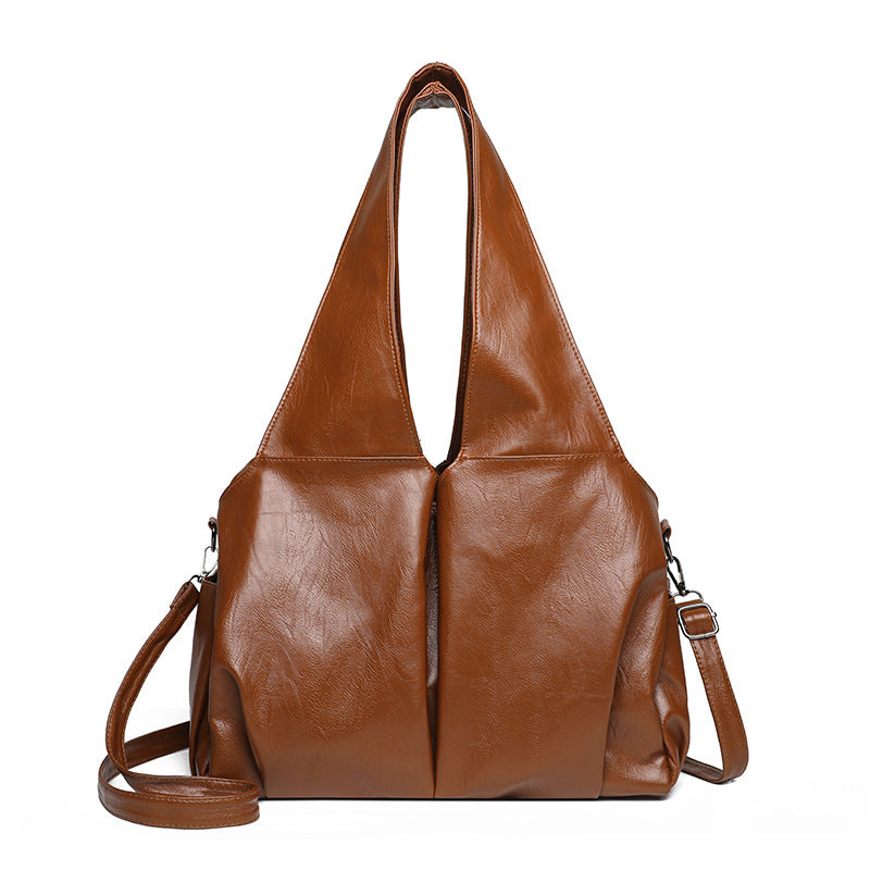 Women's Large Capacity Fashion Simple Retro Solid Color Tote Bag