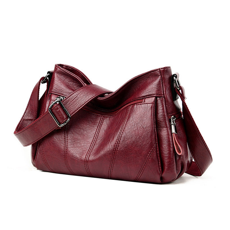 Women's Washed Soft Leather Multifunctional Large Capacity Women's Messenger Bag