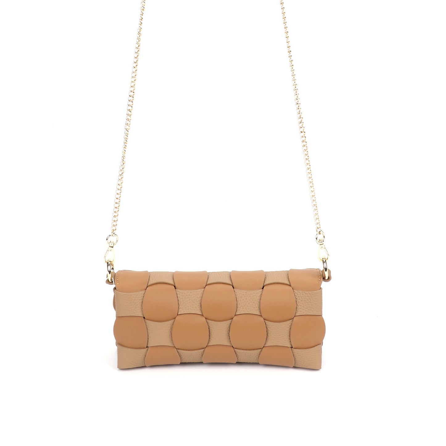 Anthracene Camel Stitched Cowhide Chessboard Portable Bags
