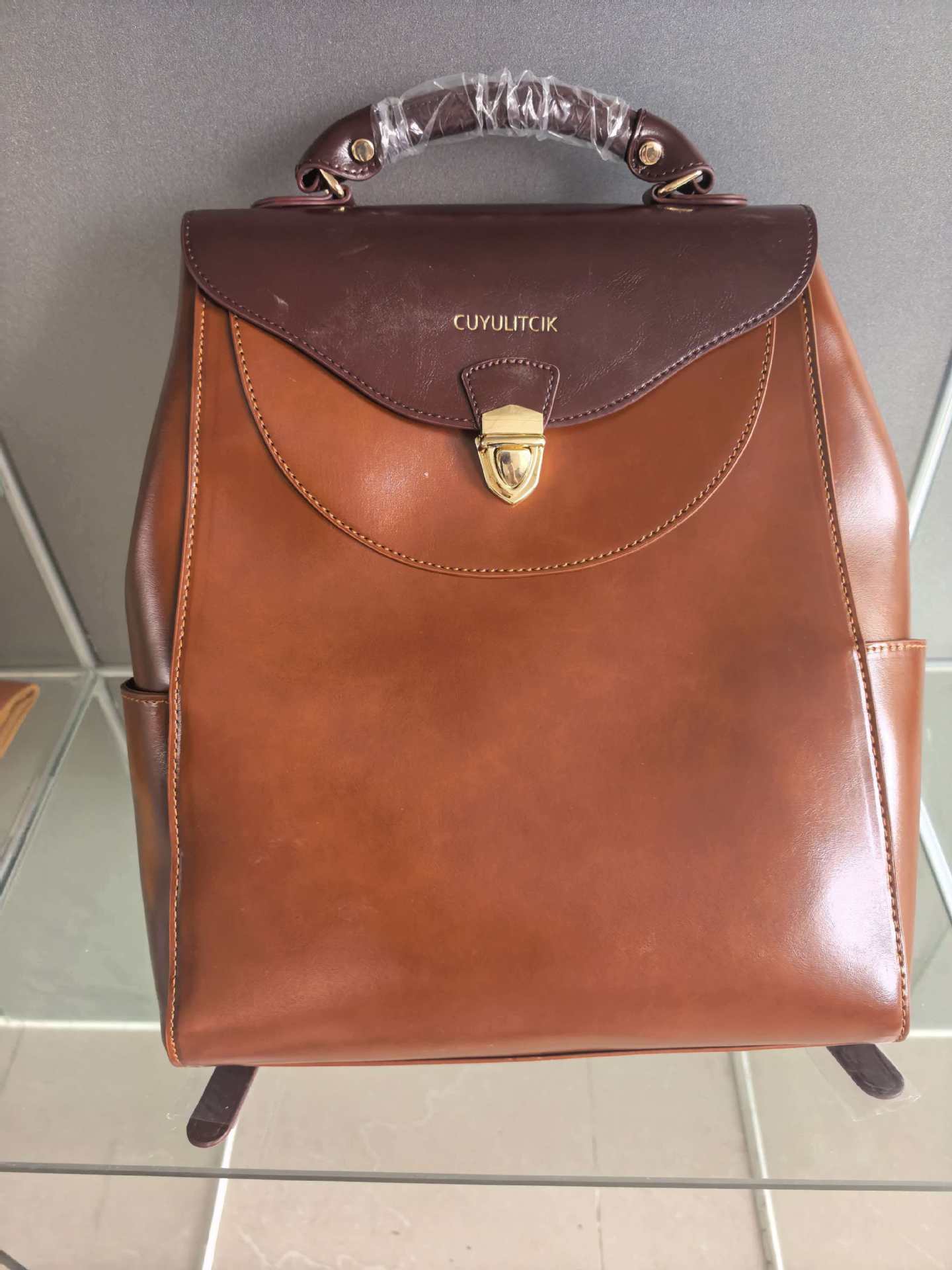 Women's Retro Contrast Color Croissant Handmade Genuine Leather Bags