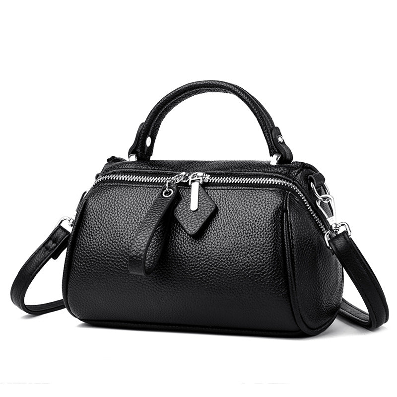 Women's Capacity Boston Pillow Leather First Layer Handbags