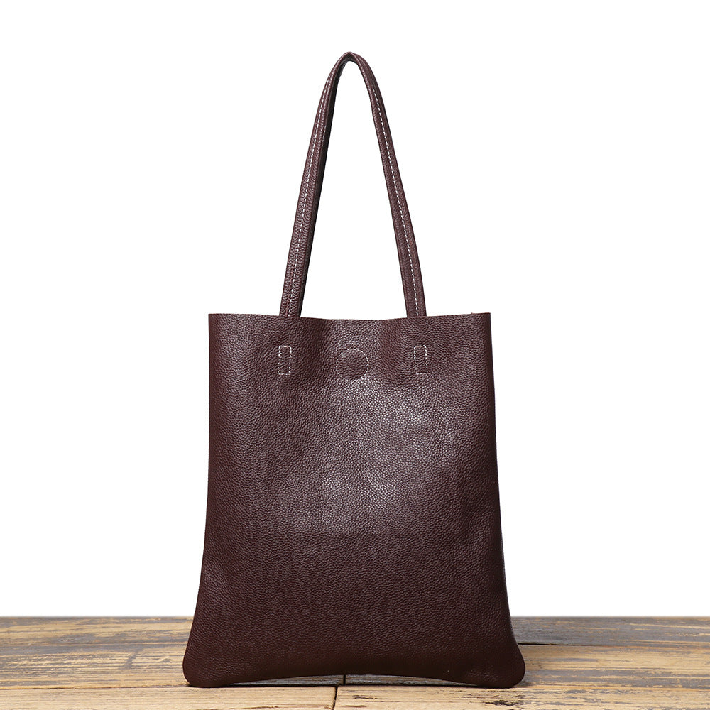 Women's Genuine Leather Simple Easy Matching Large Capacity High Sense Trendy Tote Bag