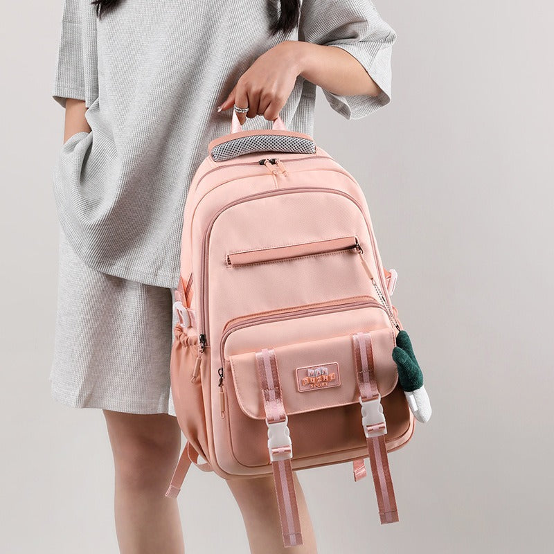 Female High Large Capacity Solid Color Primary Class Korean Simple Backpacks