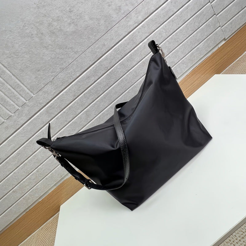 Women's French Large Capacity Nylon Chic Cowhide Women's Shoulder Bag