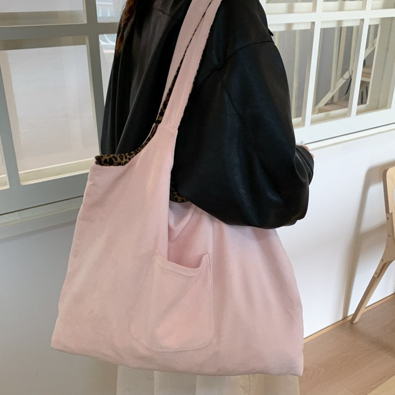 Women's Autumn Leopard Print Pink Duplex Printing Women's Shoulder Bag