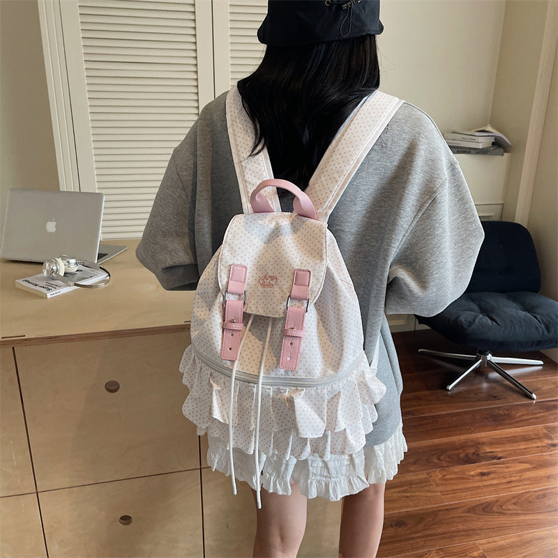 Style Niche Dots Stripes Versatile Large Leisure Backpack