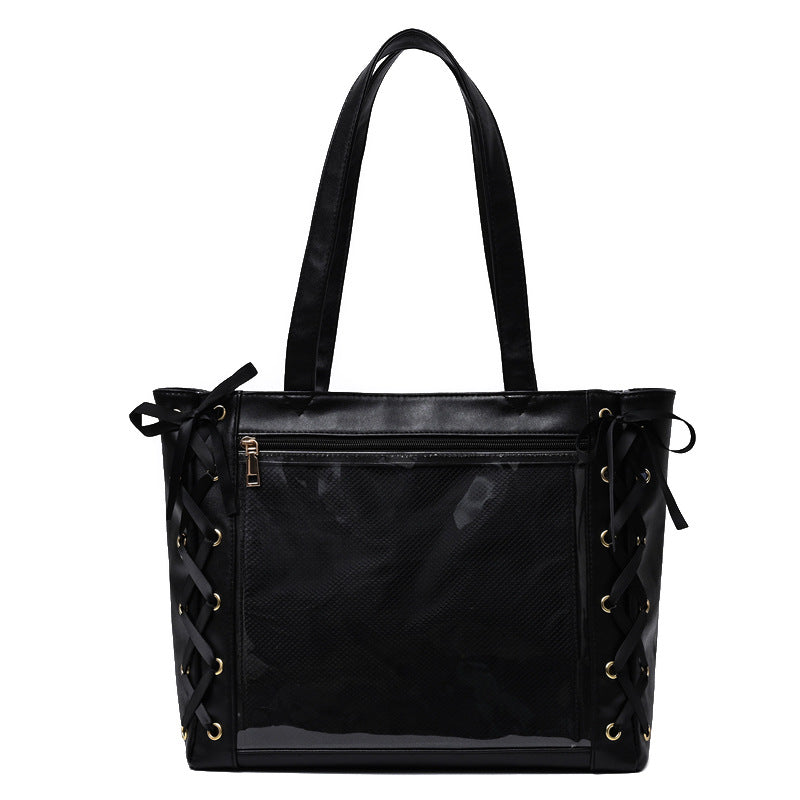 Ribbon Cartoon Large Capacity Bow Transparent Women's Handbag