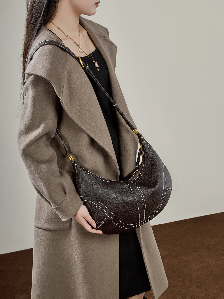 Underarm Genuine Leather Style Dumpling Fashion Women's Shoulder Bag