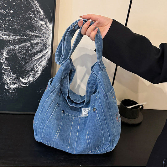 Women's Style Denim Large Capacity Class Commuter Trendy Fashion Women's Shoulder Bag