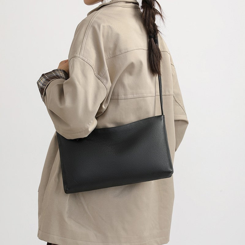 Women's Genuine Leather Fashion Solid Color Large Capacity First Layer Women's Shoulder Bag