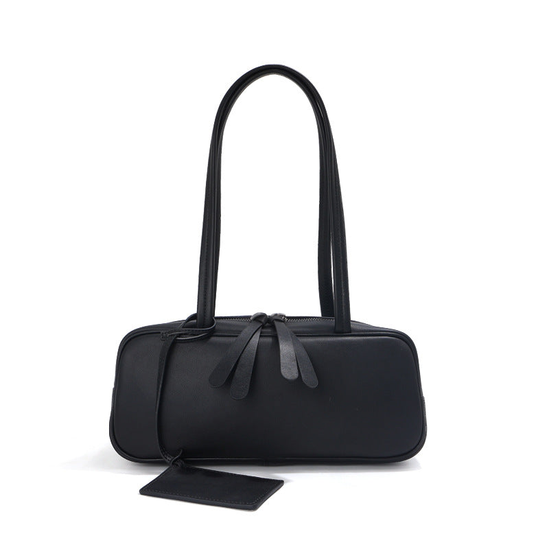 Women's Cowhide Leather Large Capacity Boston Genuine Underarm Bowling Women's Shoulder Bag