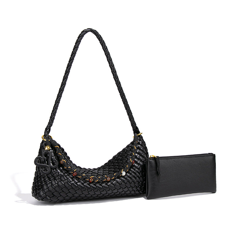 Women's Design Underarm Solid Color Woven Fashion Bags