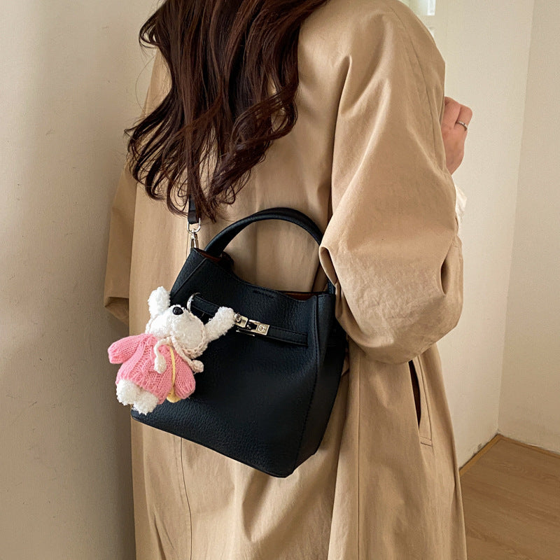 Women's Korean Style Lychee Pattern Commuter Niche Fashion Bags