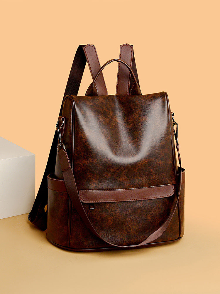 Women's Simple Retro Fashionable Soft Leather Leisure Women's Backpack